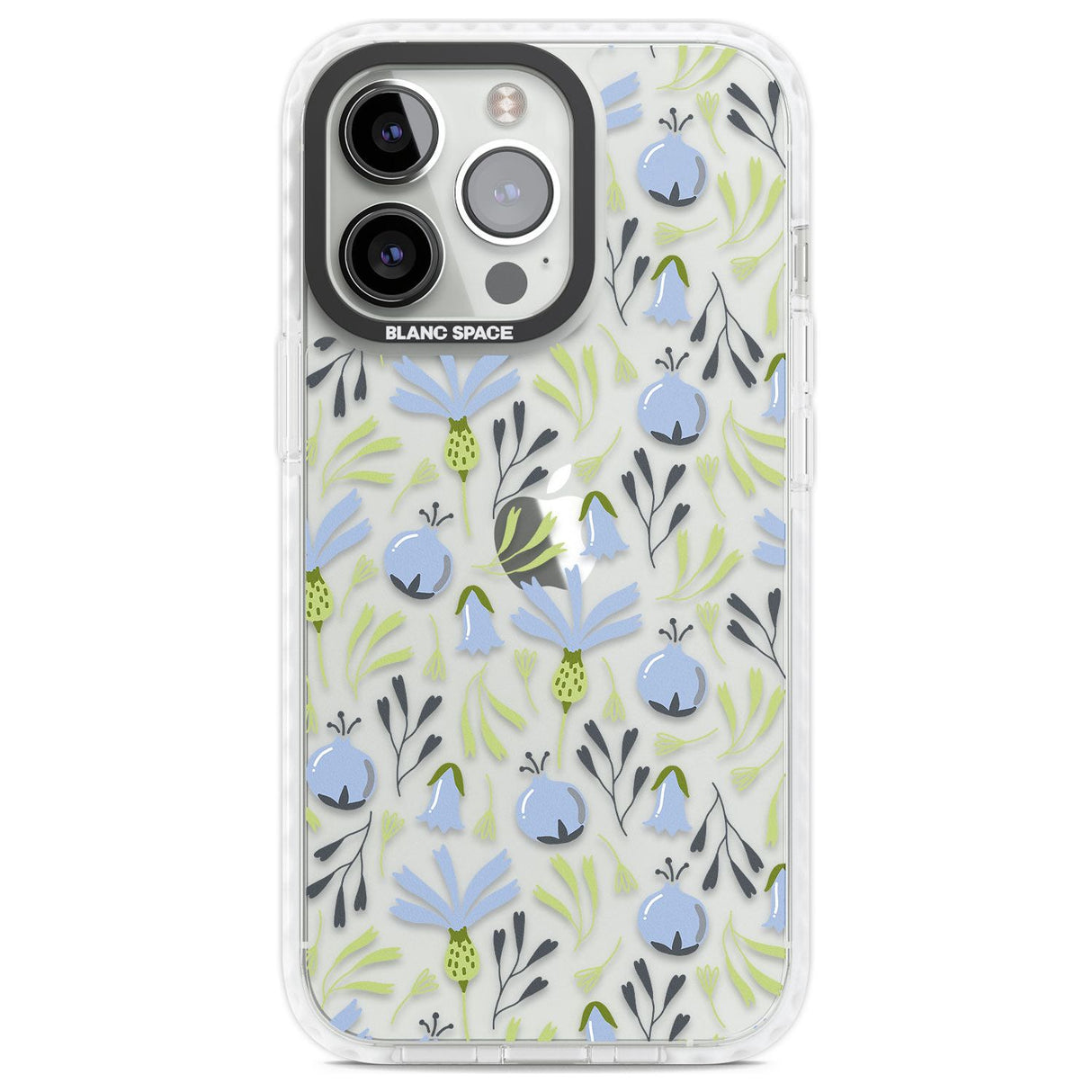 Blue Flora Transparent Floral Phone Case iPhone 13 Pro / Impact Case,iPhone 14 Pro / Impact Case,iPhone 15 Pro Max / Impact Case,iPhone 15 Pro / Impact Case Blanc Space