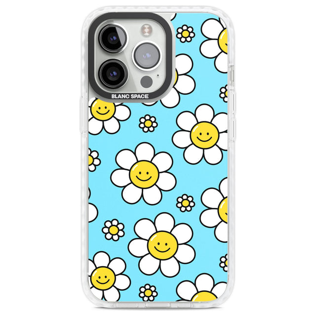 Daisy Faces Kawaii Pattern Phone Case iPhone 13 Pro / Impact Case,iPhone 14 Pro / Impact Case,iPhone 15 Pro Max / Impact Case,iPhone 15 Pro / Impact Case Blanc Space