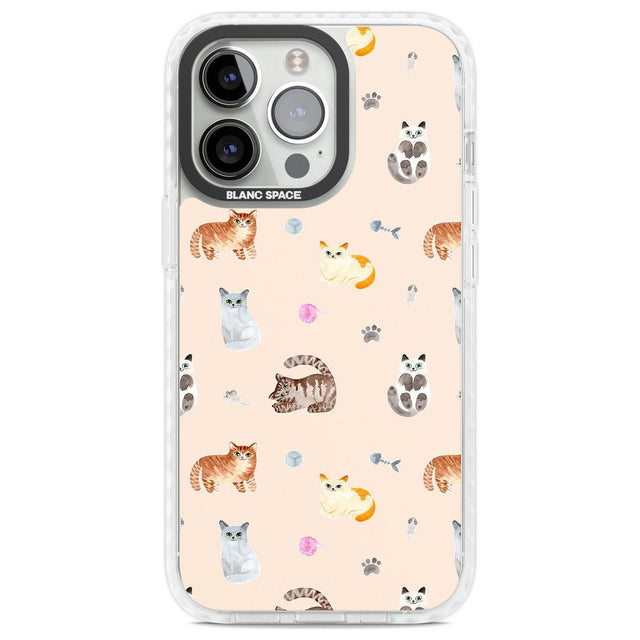 Cats with Toys Phone Case iPhone 13 Pro / Impact Case,iPhone 14 Pro / Impact Case,iPhone 15 Pro Max / Impact Case,iPhone 15 Pro / Impact Case Blanc Space