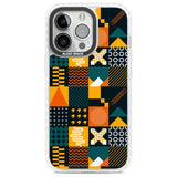 Funky Geometric Patterns: Orange & Dark Green Phone Case iPhone 13 Pro / Impact Case,iPhone 14 Pro / Impact Case,iPhone 15 Pro / Impact Case,iPhone 15 Pro Max / Impact Case Blanc Space