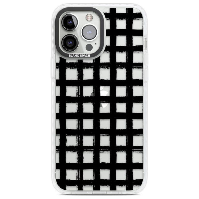 Messy Black Grid - Clear Phone Case iPhone 13 Pro Max / Impact Case,iPhone 14 Pro Max / Impact Case Blanc Space