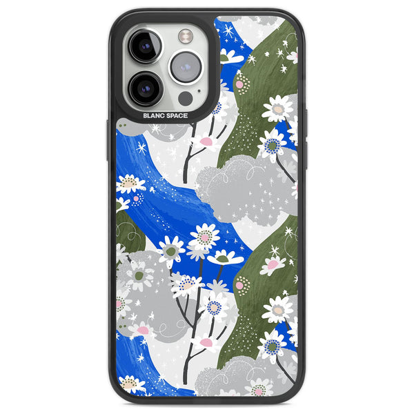 Blue & Grey Daisies Pattern