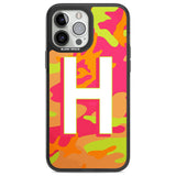 Personalised Bright Neon Camo Solid Monogram Custom Phone Case iPhone 13 Pro Max / Black Impact Case,iPhone 14 Pro Max / Black Impact Case Blanc Space