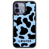 Personalised Blue and Black Cow Print Custom Phone Case iPhone 13 Pro Max / Black Impact Case,iPhone 14 Pro Max / Black Impact Case Blanc Space