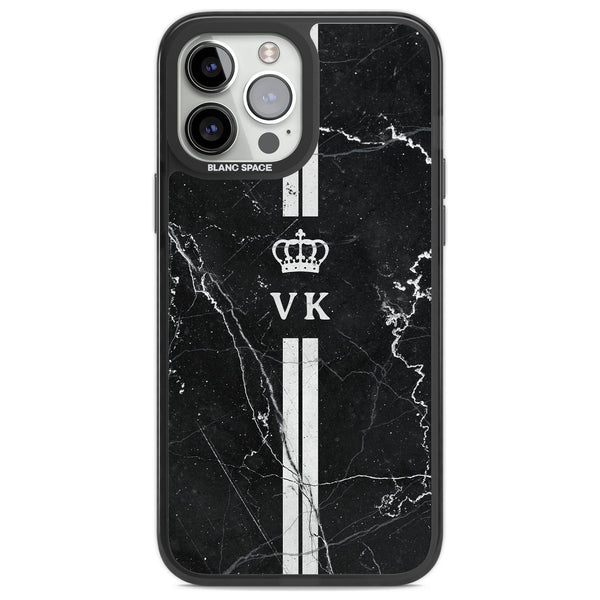 Personalised Black Marble Stripe Initials