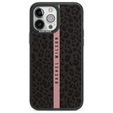 Personalised Pink Stripe Leopard Pattern Custom Phone Case iPhone 13 Pro Max / Black Impact Case,iPhone 14 Pro Max / Black Impact Case Blanc Space