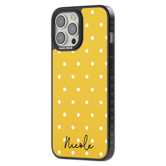 Personalised Yellow Polka Dot Custom Phone Case iPhone 15 Pro Max / Black Impact Case,iPhone 15 Plus / Black Impact Case,iPhone 15 Pro / Black Impact Case,iPhone 15 / Black Impact Case,iPhone 15 Pro Max / Impact Case,iPhone 15 Plus / Impact Case,iPhone 15 Pro / Impact Case,iPhone 15 / Impact Case,iPhone 15 Pro Max / Magsafe Black Impact Case,iPhone 15 Plus / Magsafe Black Impact Case,iPhone 15 Pro / Magsafe Black Impact Case,iPhone 15 / Magsafe Black Impact Case,iPhone 14 Pro Max / Black Impact Case,iPhone 