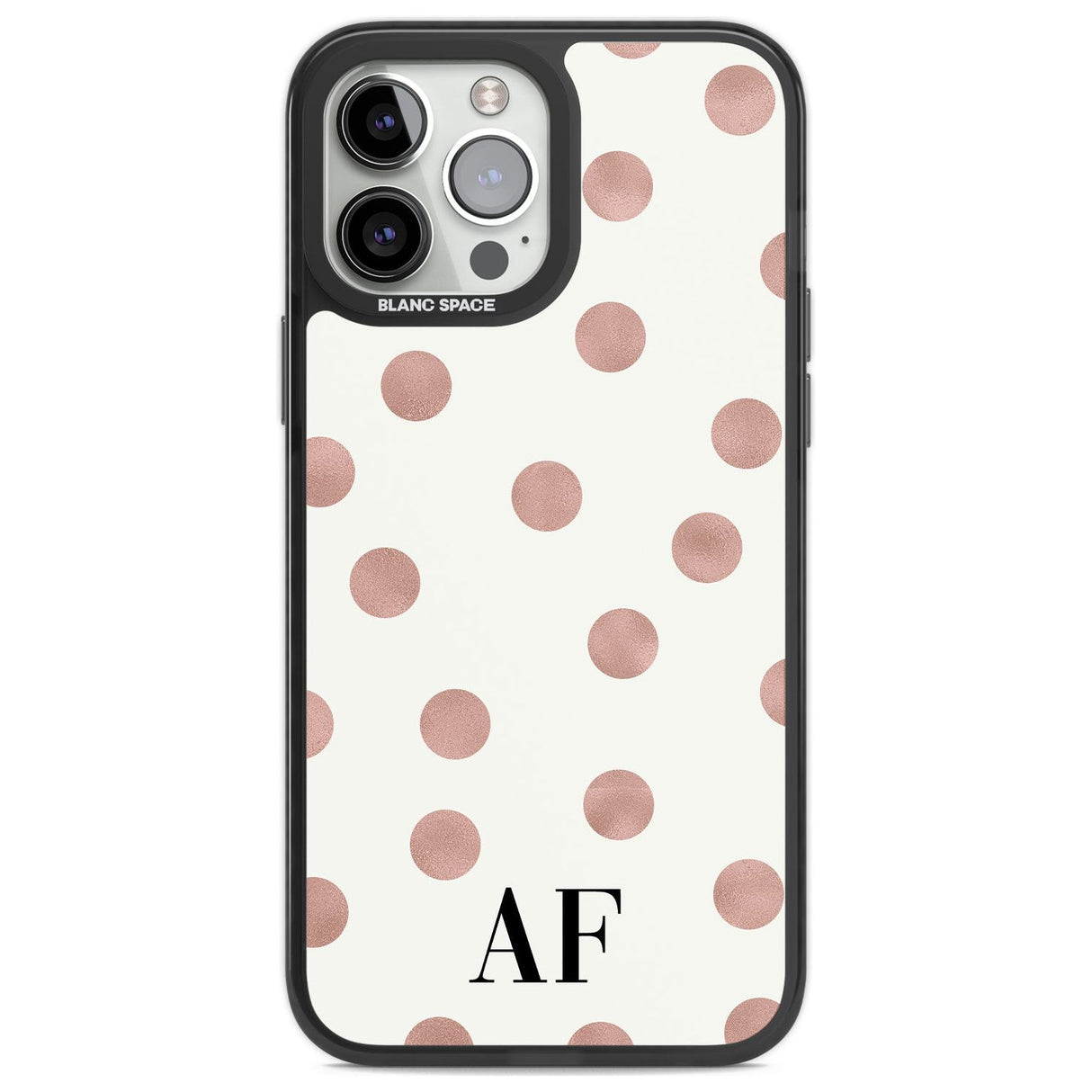 Personalised Initials & Dots Custom Phone Case iPhone 13 Pro Max / Black Impact Case,iPhone 14 Pro Max / Black Impact Case Blanc Space