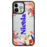 Personalised Text with Floral Borders Custom Phone Case iPhone 13 Pro Max / Black Impact Case,iPhone 14 Pro Max / Black Impact Case Blanc Space