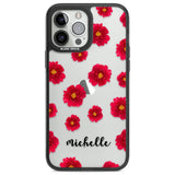 Personalised Red Peonies & Cursive Custom Phone Case iPhone 13 Pro Max / Black Impact Case,iPhone 14 Pro Max / Black Impact Case Blanc Space