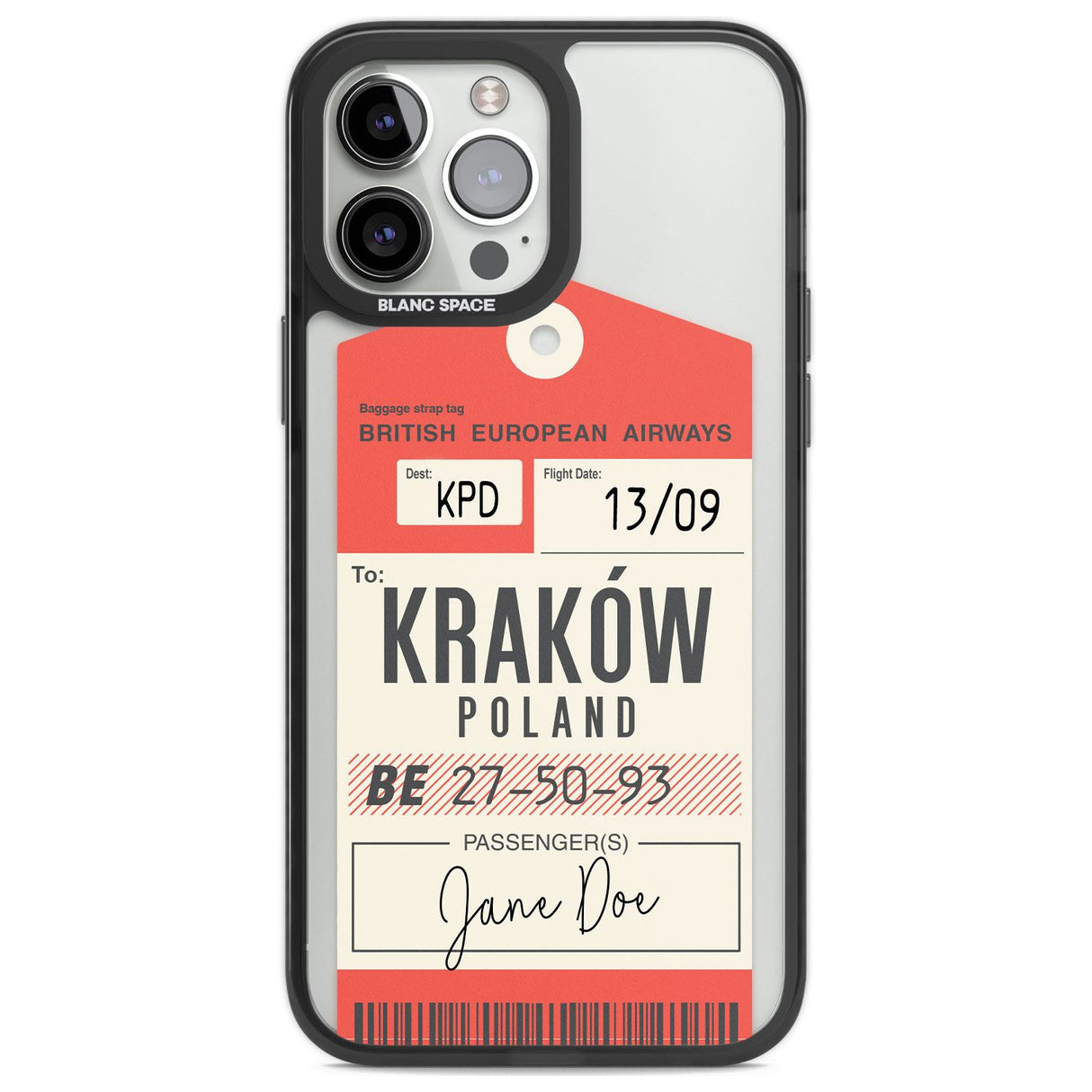 Personalised Vintage BEA Luggage Tag Custom Phone Case iPhone 13 Pro Max / Black Impact Case,iPhone 14 Pro Max / Black Impact Case Blanc Space