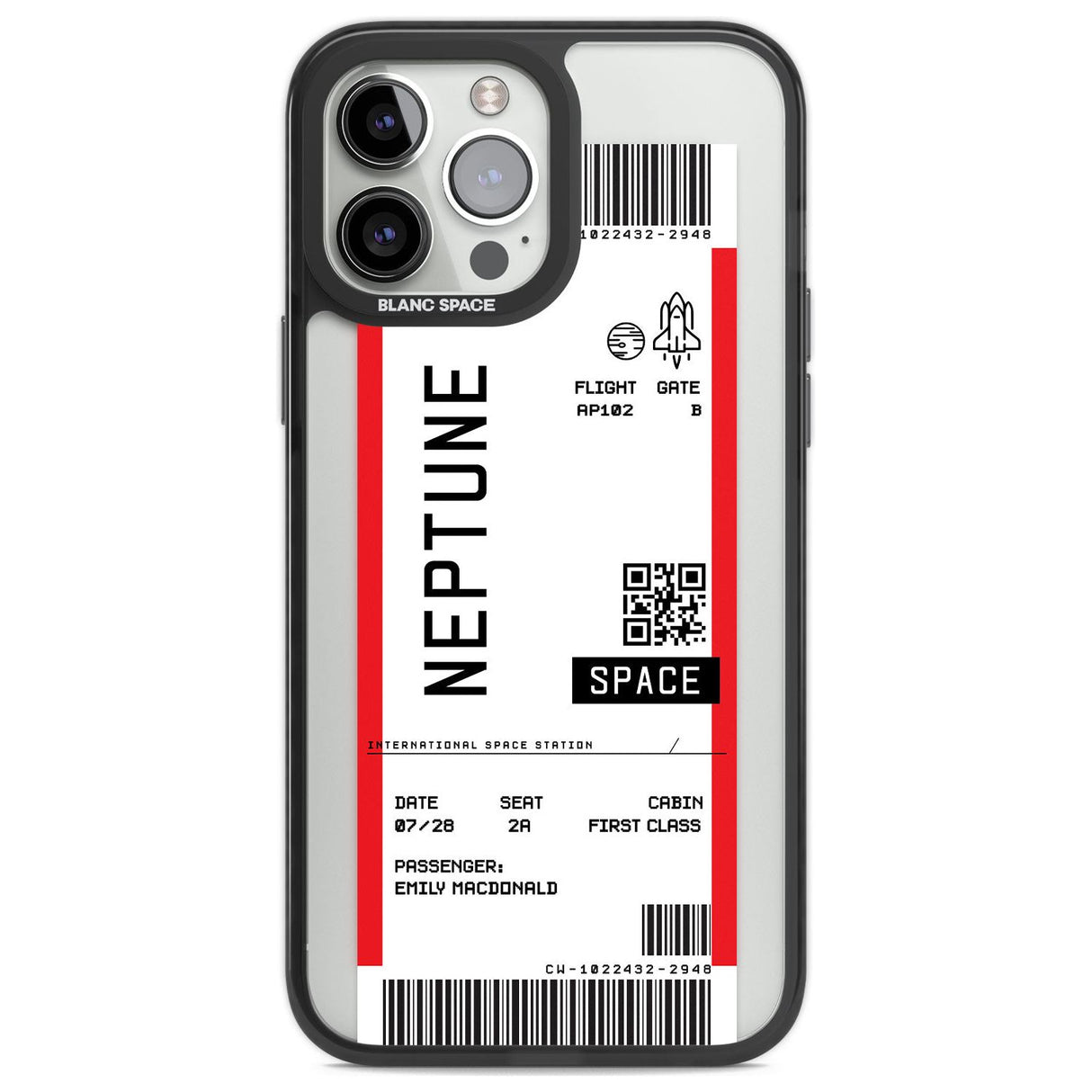 Personalised Neptune Space Travel Ticket Custom Phone Case iPhone 13 Pro Max / Black Impact Case,iPhone 14 Pro Max / Black Impact Case Blanc Space