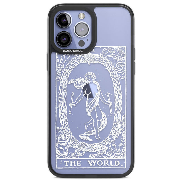 Personalised The World Tarot Card - White Transparent Custom Phone Case iPhone 13 Pro Max / Black Impact Case,iPhone 14 Pro Max / Black Impact Case Blanc Space