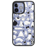 Cartoon Cat Collage - Black & White Phone Case iPhone 13 Pro Max / Black Impact Case,iPhone 14 Pro Max / Black Impact Case Blanc Space