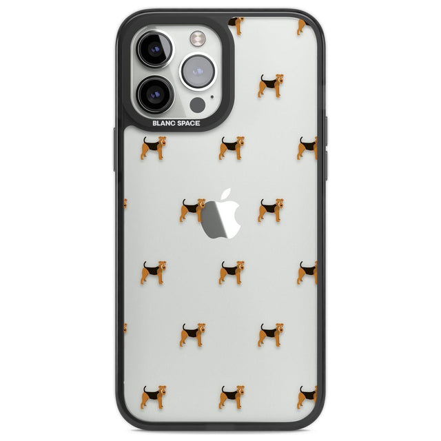 Airedale Terrier Dog Pattern Clear Phone Case iPhone 13 Pro Max / Black Impact Case,iPhone 14 Pro Max / Black Impact Case Blanc Space