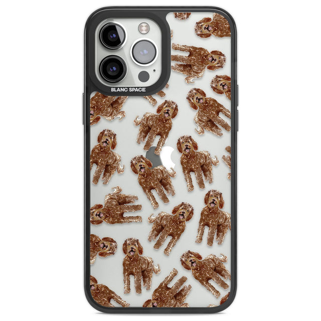 Labradoodle (Brown) Watercolour Dog Pattern Phone Case iPhone 13 Pro Max / Black Impact Case,iPhone 14 Pro Max / Black Impact Case Blanc Space