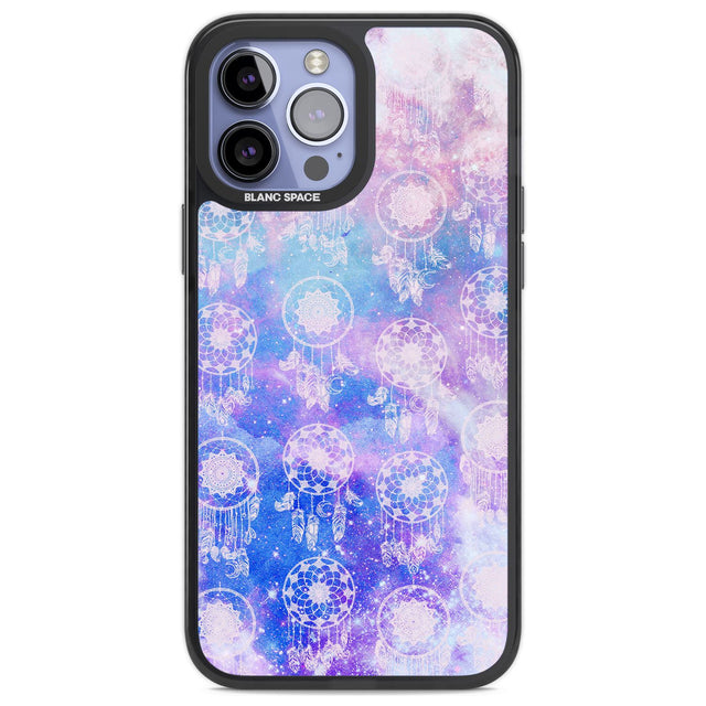 Dreamcatcher Pattern Galaxy Print Tie Dye Phone Case iPhone 13 Pro Max / Black Impact Case,iPhone 14 Pro Max / Black Impact Case Blanc Space