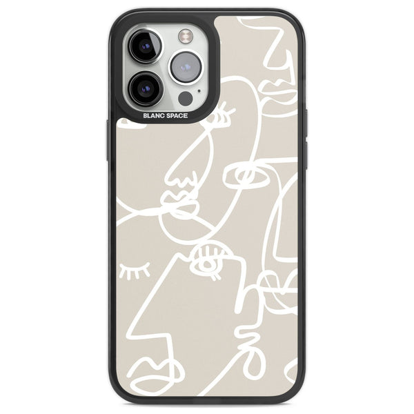 Abstract Line Art White Beige