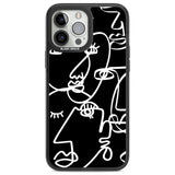 Abstract Continuous Line Faces White on Black Phone Case iPhone 13 Pro Max / Black Impact Case,iPhone 14 Pro Max / Black Impact Case Blanc Space