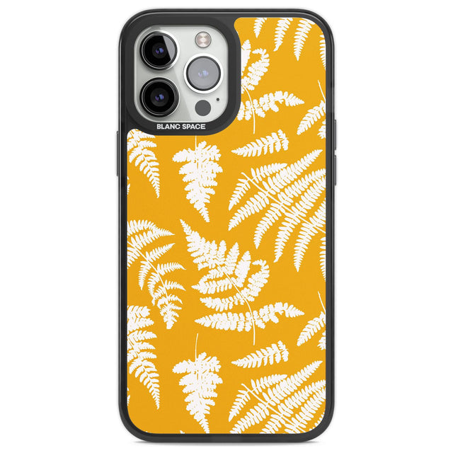 Fern Pattern on Yellow Phone Case iPhone 13 Pro Max / Black Impact Case,iPhone 14 Pro Max / Black Impact Case Blanc Space