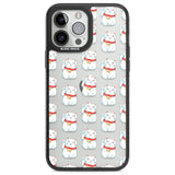 Lucky Cat Maneki-Neko Japanese Pattern Phone Case iPhone 13 Pro Max / Black Impact Case,iPhone 14 Pro Max / Black Impact Case Blanc Space