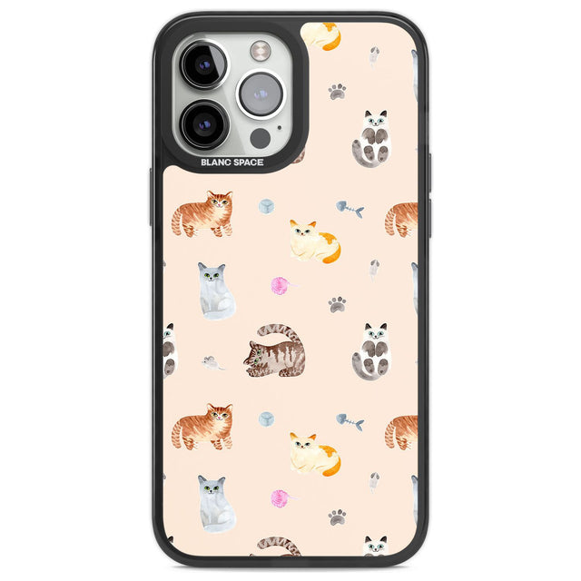 Cats with Toys Phone Case iPhone 13 Pro Max / Black Impact Case,iPhone 14 Pro Max / Black Impact Case Blanc Space