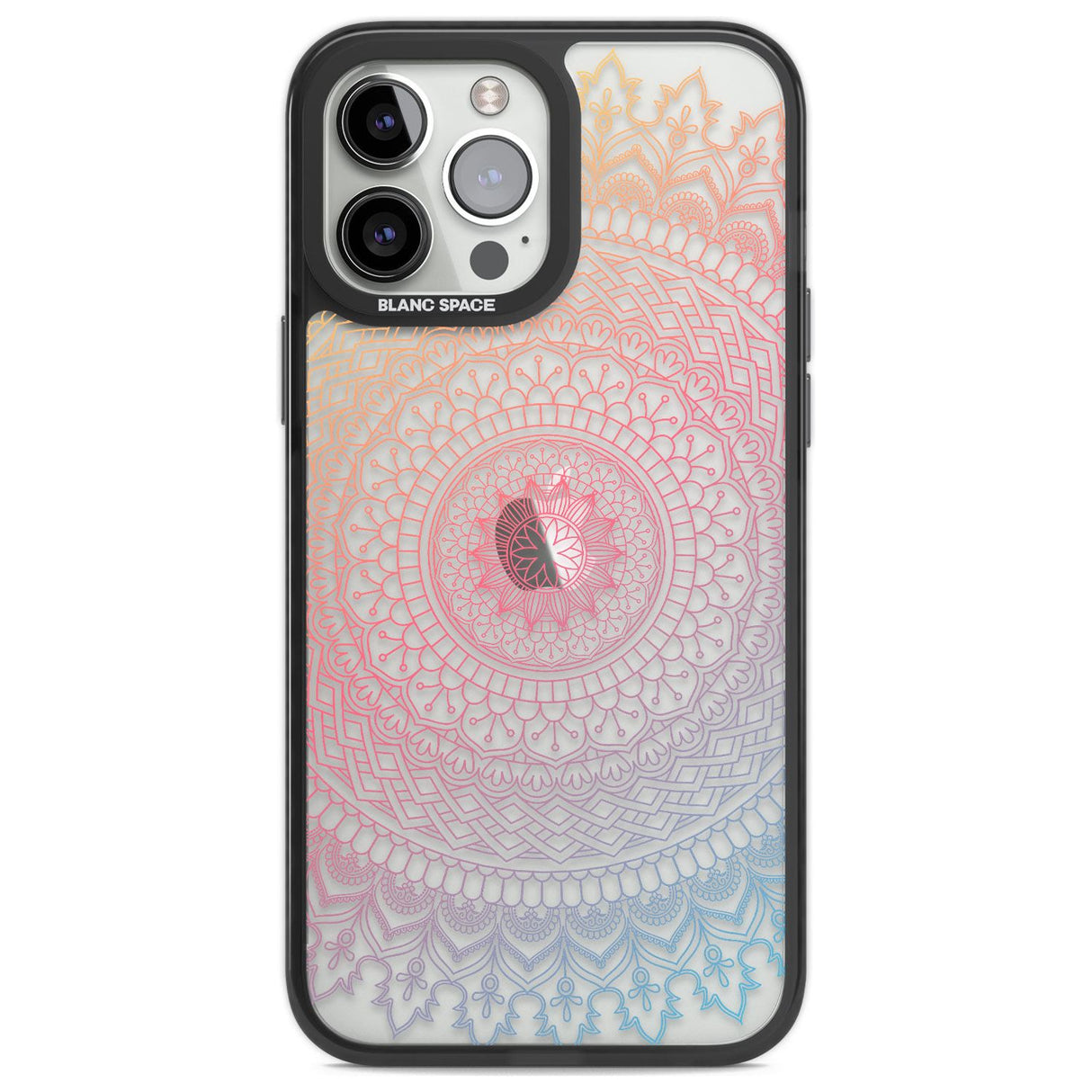 Large Rainbow Mandala Phone Case iPhone 13 Pro Max / Black Impact Case,iPhone 14 Pro Max / Black Impact Case Blanc Space