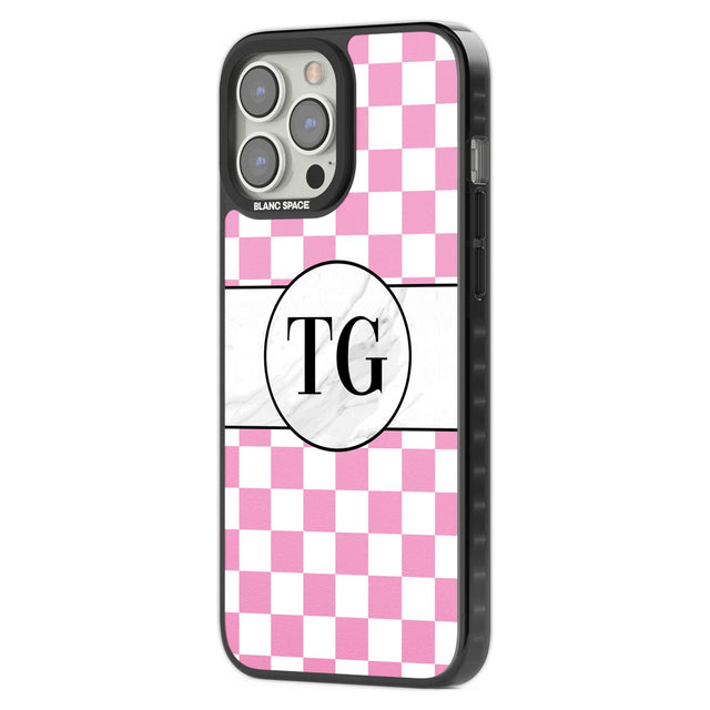 Personalised Monogrammed Pink Check Phone Case iPhone 15 Pro Max / Black Impact Case,iPhone 15 Plus / Black Impact Case,iPhone 15 Pro / Black Impact Case,iPhone 15 / Black Impact Case,iPhone 15 Pro Max / Impact Case,iPhone 15 Plus / Impact Case,iPhone 15 Pro / Impact Case,iPhone 15 / Impact Case,iPhone 15 Pro Max / Magsafe Black Impact Case,iPhone 15 Plus / Magsafe Black Impact Case,iPhone 15 Pro / Magsafe Black Impact Case,iPhone 15 / Magsafe Black Impact Case,iPhone 14 Pro Max / Black Impact Case,iPhone 1