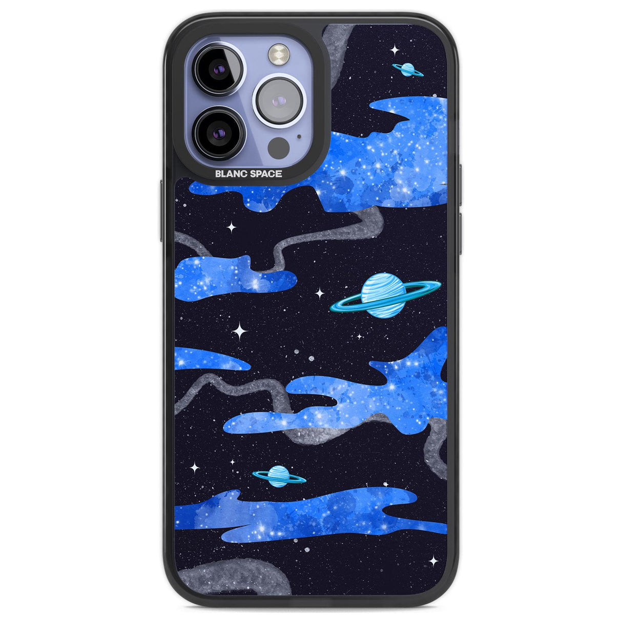 Blue Galaxy Phone Case iPhone 13 Pro Max / Black Impact Case,iPhone 14 Pro Max / Black Impact Case Blanc Space