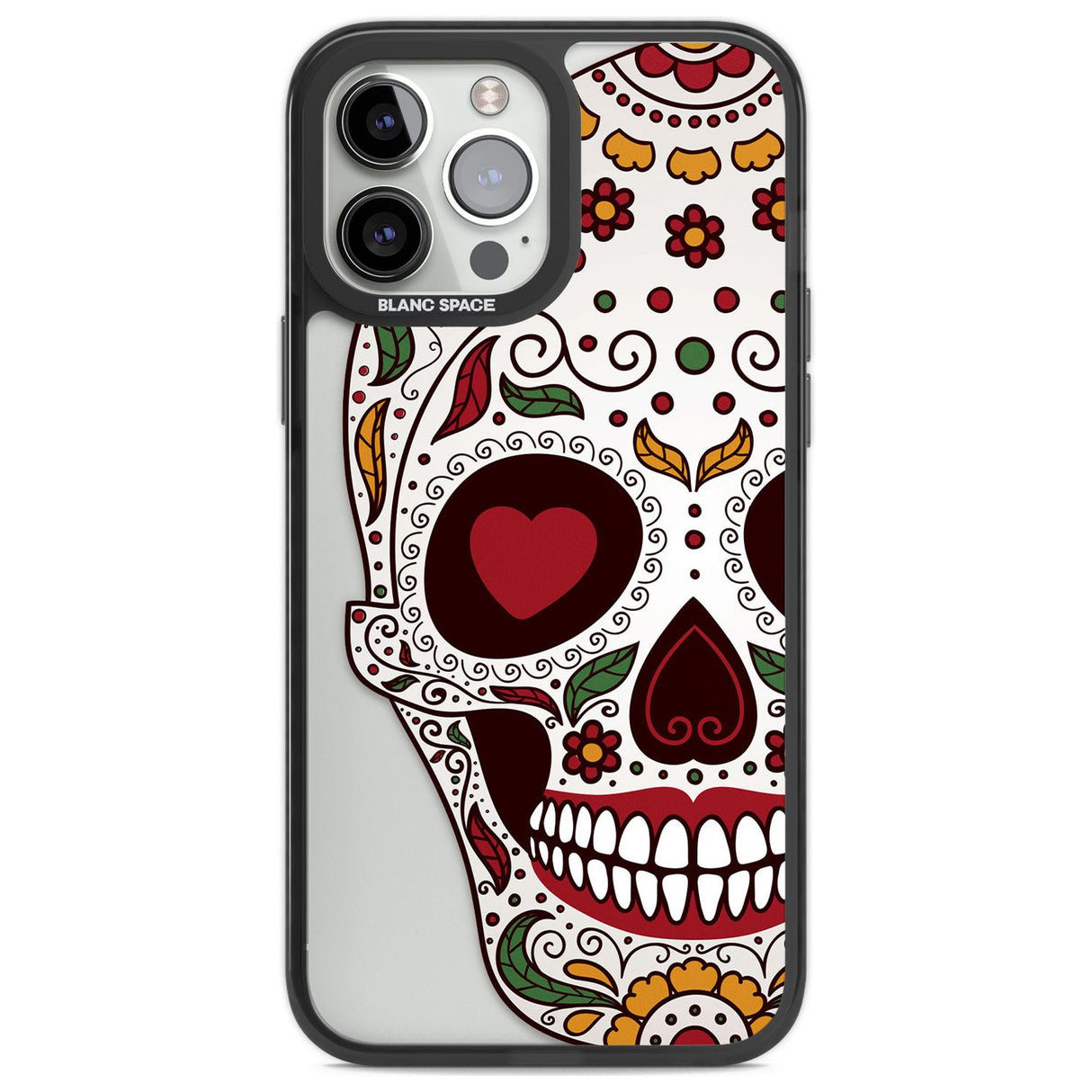 Autumn Sugar Skull Phone Case iPhone 13 Pro Max / Black Impact Case,iPhone 14 Pro Max / Black Impact Case Blanc Space