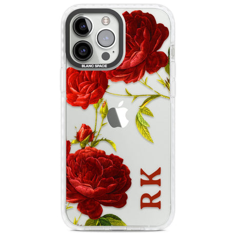 Personalised Clear Vintage Floral Red Roses Custom Phone Case iPhone 13 Pro Max / Impact Case,iPhone 14 Pro Max / Impact Case Blanc Space