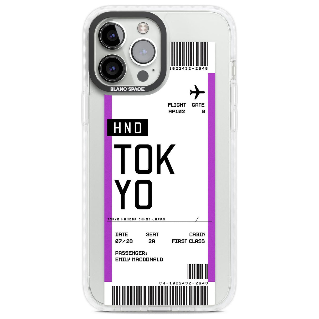 Personalised Tokyo Boarding Pass Custom Phone Case iPhone 13 Pro Max / Impact Case,iPhone 14 Pro Max / Impact Case Blanc Space