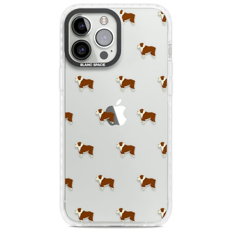 English Bulldog Dog Pattern Clear Phone Case iPhone 13 Pro Max / Impact Case,iPhone 14 Pro Max / Impact Case Blanc Space