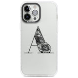 Floral Monogram Letter Custom Phone Case iPhone 13 Pro Max / Impact Case,iPhone 14 Pro Max / Impact Case Blanc Space