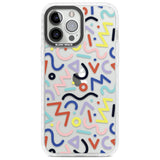 Colourful Squiggles Memphis Retro Pattern Design Phone Case iPhone 13 Pro Max / Impact Case,iPhone 14 Pro Max / Impact Case Blanc Space