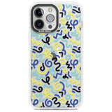 Blue & Yellow Shapes Memphis Retro Pattern Design Phone Case iPhone 13 Pro Max / Impact Case,iPhone 14 Pro Max / Impact Case Blanc Space