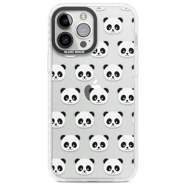 Panda Face Pattern Phone Case iPhone 13 Pro Max / Impact Case,iPhone 14 Pro Max / Impact Case Blanc Space