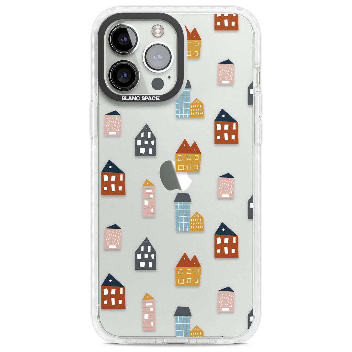 Cute Scandinavian Buildings Phone Case iPhone 13 Pro Max / Impact Case,iPhone 14 Pro Max / Impact Case Blanc Space