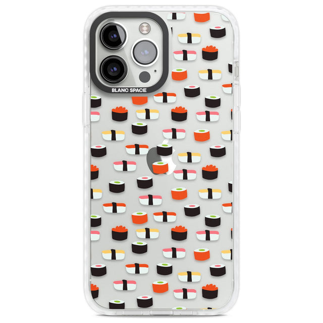 Minimalist Sushi Pattern Phone Case iPhone 13 Pro Max / Impact Case,iPhone 14 Pro Max / Impact Case Blanc Space