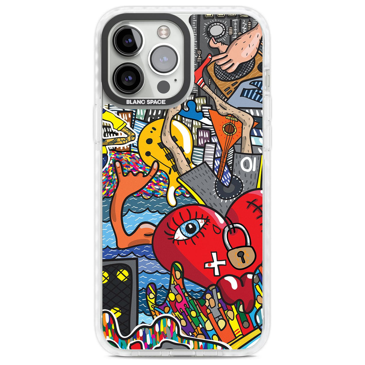 Crowd Tsunami Phone Case iPhone 13 Pro Max / Impact Case,iPhone 14 Pro Max / Impact Case Blanc Space