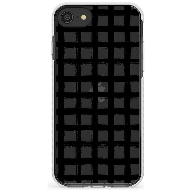 Messy Black Grid - Clear Slim TPU Phone Case for iPhone SE 8 7 Plus