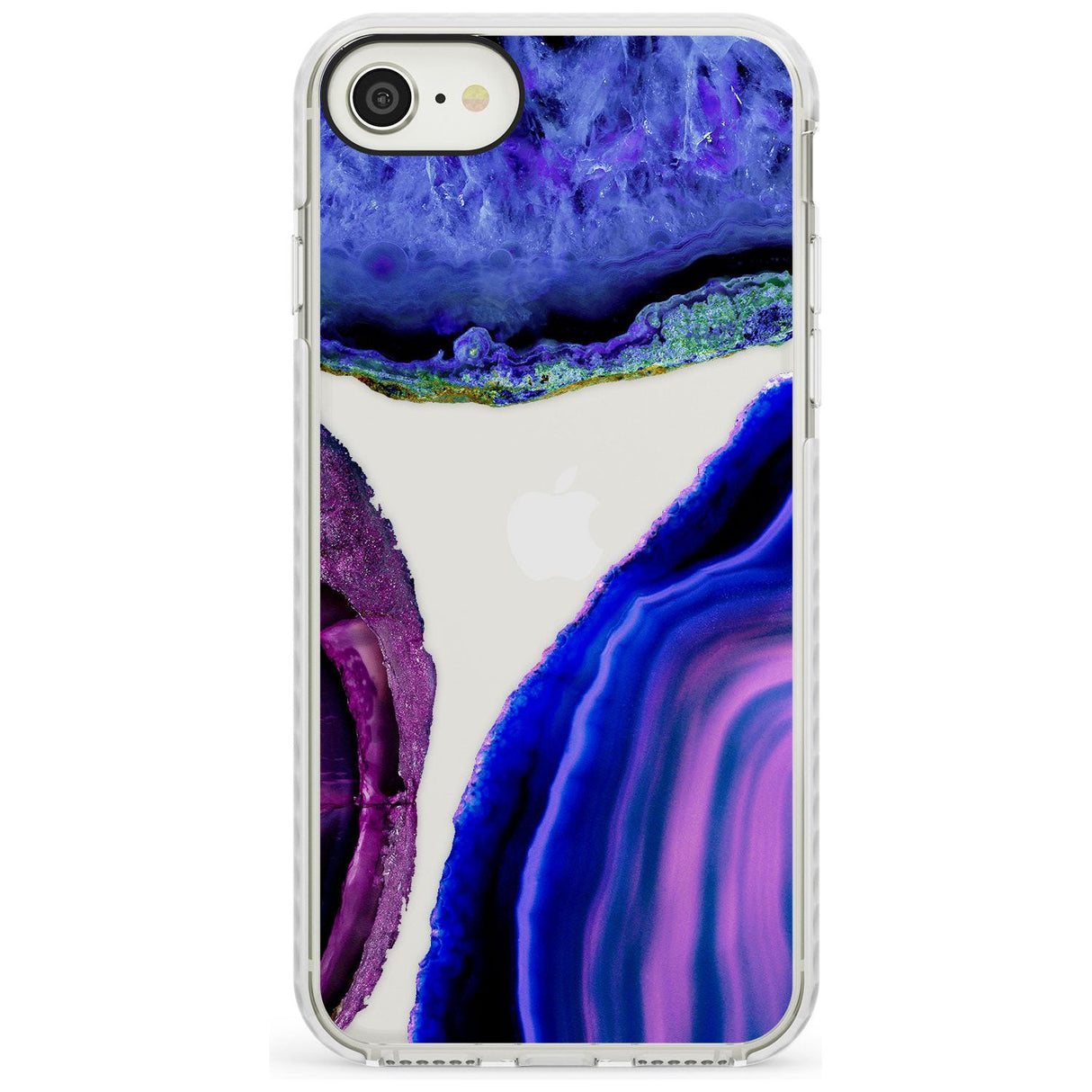 Purple & Blue Agate Gemstone Clear Design Impact Phone Case for iPhone SE 8 7 Plus