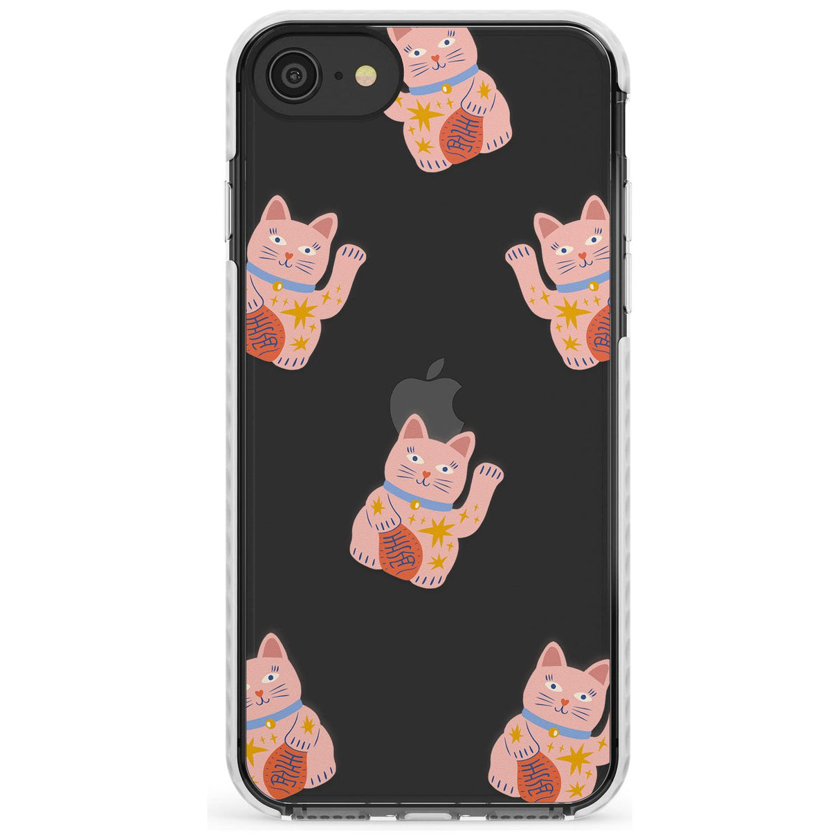 Waving Cat Pattern Impact Phone Case for iPhone SE 8 7 Plus