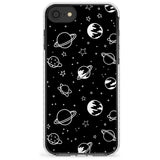 Outer Space Outlines: White on Black Slim TPU Phone Case for iPhone SE 8 7 Plus