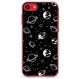 Outer Space Outlines: White on Black Slim TPU Phone Case for iPhone SE 8 7 Plus