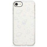 Outer Space Outlines: White on Clear Slim TPU Phone Case for iPhone SE 8 7 Plus