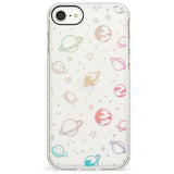 Outer Space Outlines: Pastels on Clear Slim TPU Phone Case for iPhone SE 8 7 Plus