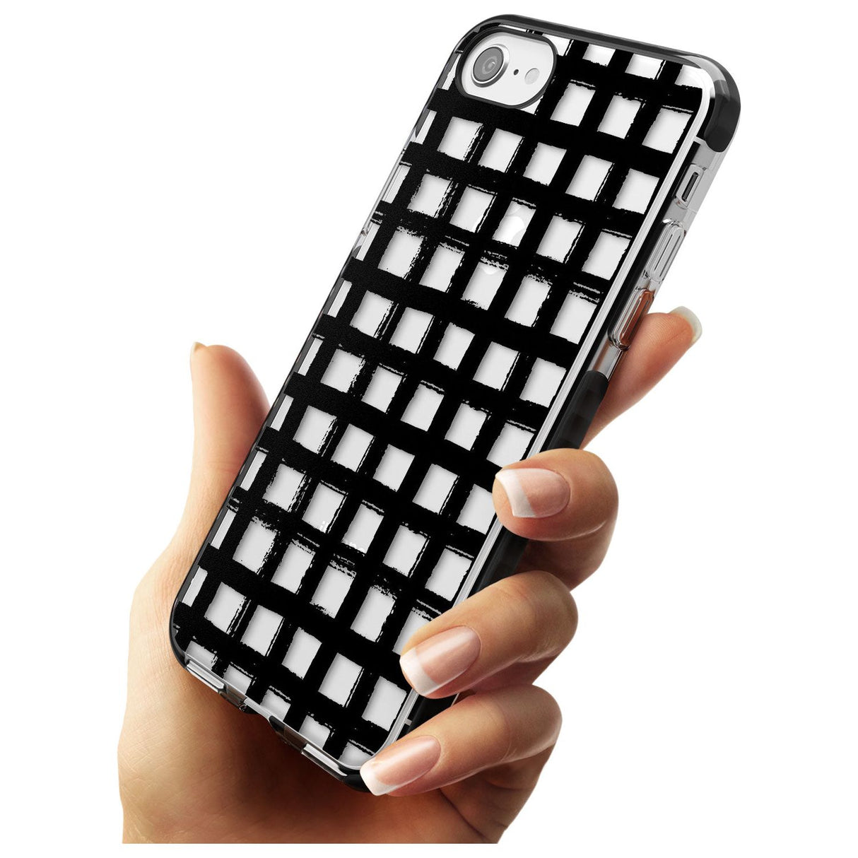 Messy Black Grid - Clear Pink Fade Impact Phone Case for iPhone SE 8 7 Plus