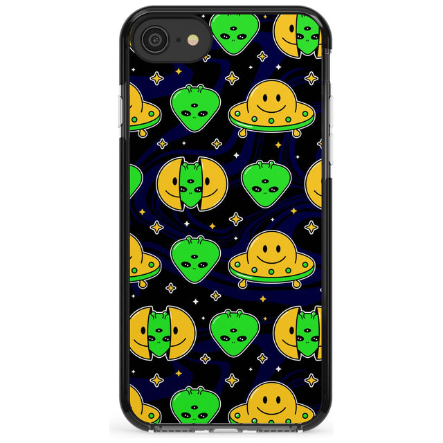 Alien Head Pattern Black Impact Phone Case for iPhone SE 8 7 Plus