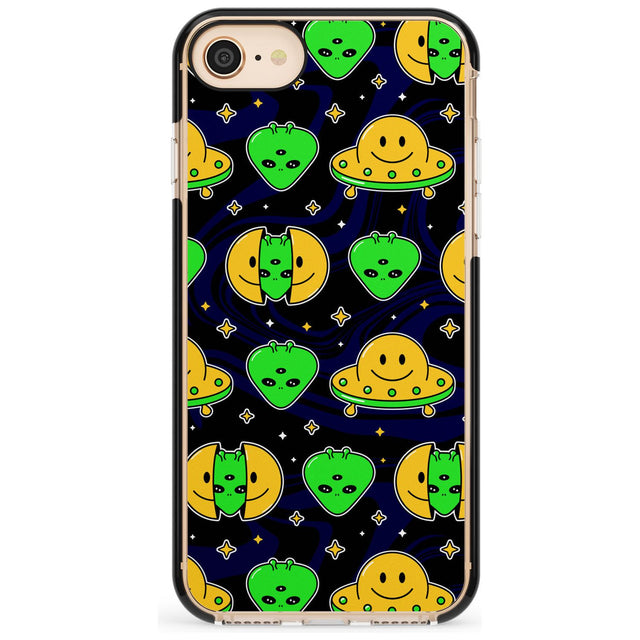 Alien Head Pattern Black Impact Phone Case for iPhone SE 8 7 Plus